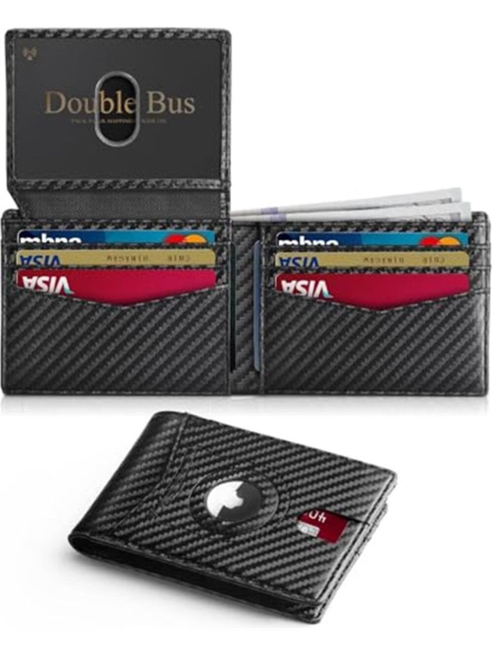 for Men AirTag Slim RFID Blocking Leather Bifold Gift Box
